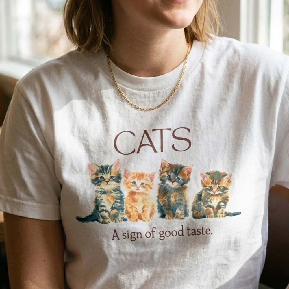 🐱🐈 CATS A Sign of Good Taste White Graphic Tee - Cat Lover T-Shirt Large